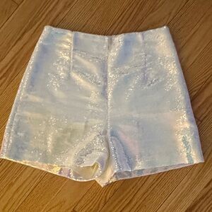 NADINE MERABI Iridescent High Waist Shorts